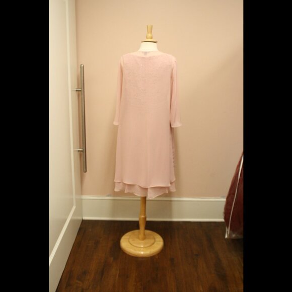 NEW Faded Rose Sequin Lace & Chiffon Tea-length Dress with Jacket Size 12 - Picture 2 of 6